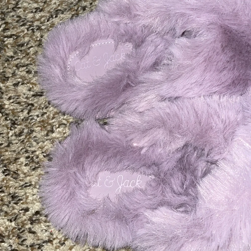 Cat and Jack Kids Faux Fur Slippers - Lavender